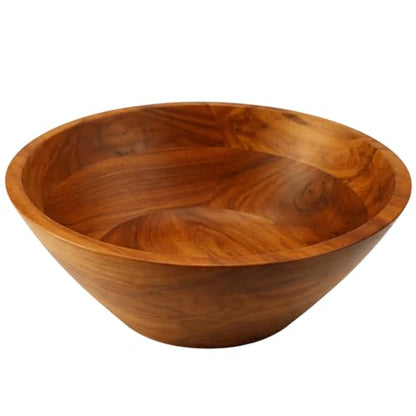 Aurah Salad Bowl, 3.8 Qt Acacia Wood Mixing & Serving Bowl, Medium Size | Kitchen & Outdoor Dining Wooden Bowls for Salad, Pasta and Fruits, 9.7" Diameter x 4.2" Height - size: Medium