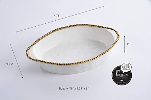 Pampa Bay Titanium Baking Dish (Oval, Golden Salerno) - color: Golden Salerno, size: Oval