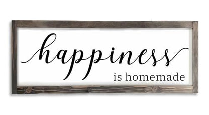 Dazingart Happiness is Homemade Sign, Farmhouse Kitchen Sign,Rustic Wooden Kitchen Wall Decor for Dining Room (Happiness)