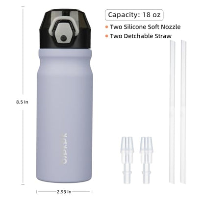 BJPKPK 18 oz Water Bottle with Straw & Handle, Insulated Stainless Flask | Leak Proof Locking Lid, Thermal, Double Wall Vacuum, Keeps Hot/Cold, BPA Free, Dishwasher Safe, Travel & Sports, Iceberg - color: A-Iceberg, size: 18 Ounces