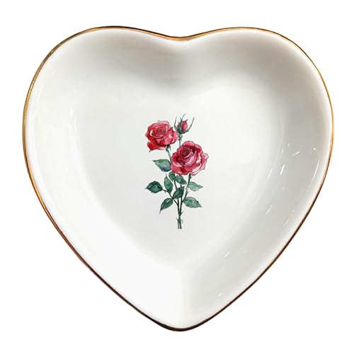 June Rose Flower Ring Dish-Red Floral Jewelry Dish for Hippie,Nature,Pace-June Flower for Mom,Mother-in-law,Aunt,Grandma,Sister,Friend-Gemini Birthday Gifts - style: 6 - June (Rose)
