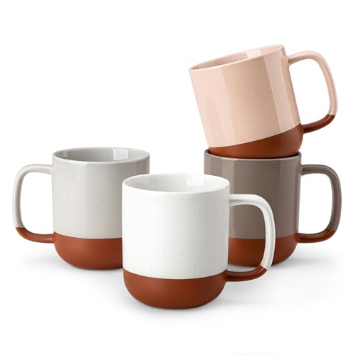 MALACASA Ceramic Coffee Mugs Set of 4, 16oz Coffee Cups, Modern Farmhouse Mugs for Coffee, Latte, Tea, Hot Chocolate, Cappuccino, Milk, Microwave & Dishwasher Safe, Multicolor, Series TARA - color: Multicolor, size: 16 Oz