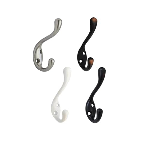 Premium Quality Heavy Duty Coat and Hat Hook Hanger, 3-3/8", Zinc Die Cast, Black, 5 Pack, Made in Taiwan - size: 5 Pack (Black)