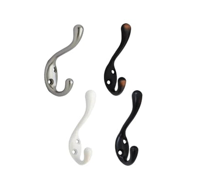 Premium Quality Heavy Duty Coat and Hat Hook Hanger, 3-3/8", Zinc Die Cast, Black, 10 Pack, Made in Taiwan - size: 10 Pack (Black)