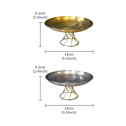 Elegant High-Footed Metal Jewelry Tray Stainless Steel Dessert Plate Decorative Food Serving Dish for Household Serving Platter