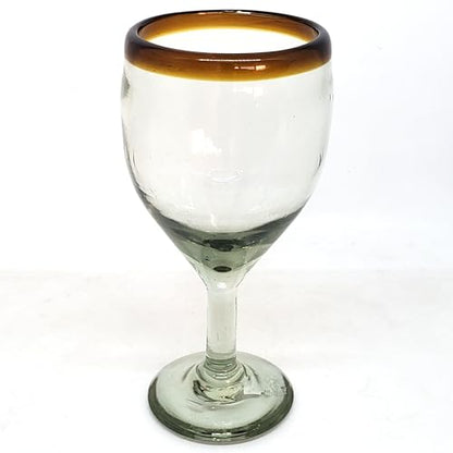 Amber Rim 13 oz Wine Glasses (set of 6), Recycled Glass, Lead-free, Toxin-Free (13oz Wine) - style: 13 oz Wine Amber