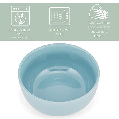 Elanze Designs Bistro Glossy Ceramic 6.5 inch Dinnerware Bowls Set of 4 - Perfect for Everyday uses from Soup, Pasta, Salad, Cereal, Ice cream, Ramen and Pho, Ice Blue - color: Ice Blue, style: 6.5 inch Soup