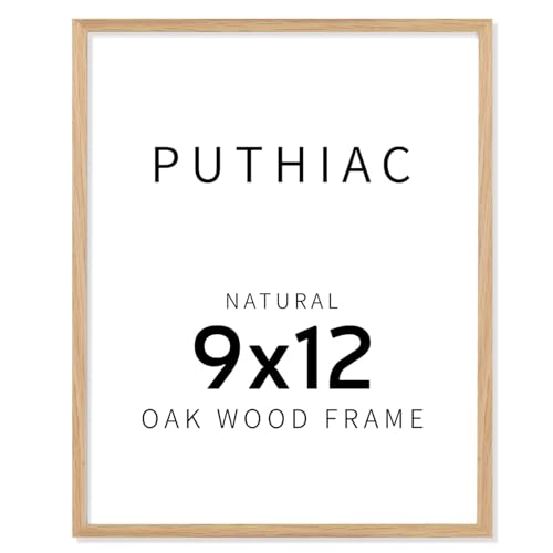 9x12 Solid Oak Wood Picture Frame with 6x8 Mat, Natural Oak, 1 Pack | Minimalist oak frame; fits 6x8 with mat or 9x12 without; wall/tabletop display for photos, art prints, desks or gallery walls - color: Beige-1P, size: 9x12