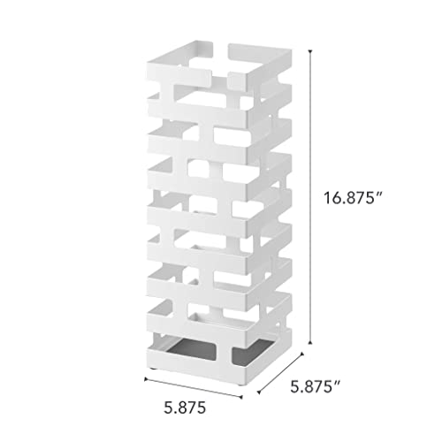 YAMAZAKI Home Brick Umbrella Stand - Storage for Umbrellas & Walking Canes - Square - Steel - Holds 4 Umbrellas - color: White, style: Modern