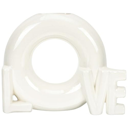 Veemoon Love Ceramic Vase Decorative Table Flower Vase Small Glossy Donut Shape Home Décor for Valentine's Day Desktop and Bookshelf Display