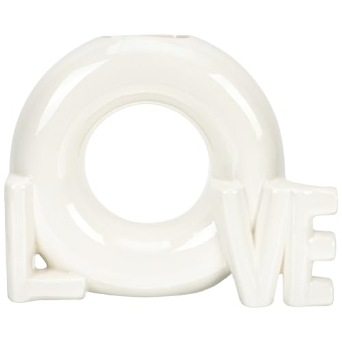 Veemoon Love Ceramic Vase Decorative Table Flower Vase Small Glossy Donut Shape Home Décor for Valentine's Day Desktop and Bookshelf Display