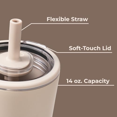 HydroJug Everyday Tumbler 14 oz, Ceramic-Lined Straw Cup, Dune - color: Dune, size: 14 Ounces