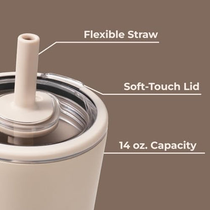 HydroJug Everyday Tumbler 14 oz, Ceramic-Lined Straw Cup, Dune - color: Dune, size: 14 Ounces