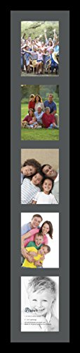 ArtToFrames Collage Photo Frame Single Mat with 5-5x7 Openings and Satin Black Frame. - color: 5 - 5x7 - (2138), size: Charcoal