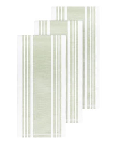 All-Clad Dual-Purpose Kitchen Towels: Highly Absorbent - 100% Cotton, 17"x30" Dish Towels for Cleaning & Drying Dishes & Glassware, 3-Pack, Fennel - color: Fennel