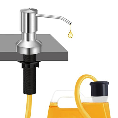 Sink Soap Dispenser for Kitchen Sink, Countertop Built in Sink Soap Dispenser with 47”Extension Tube kit, No Need to Fill The Little Bottle Again (Brushed Nickel) - color: Brushed Nickel