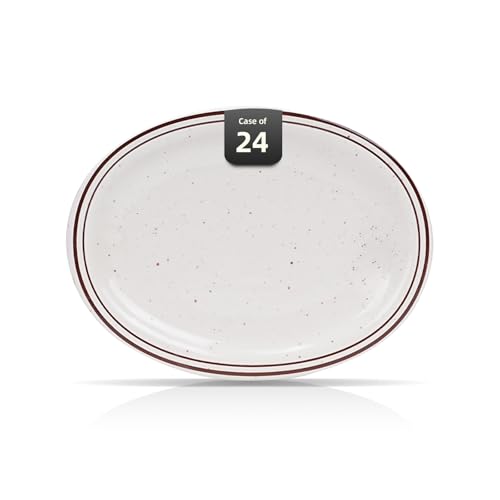 Stoneware Narrow Rim Commercial Grade Dinnerware (Brown Speckle, Platter 9.5" x 7.25") - color: Brown Speckle, size: Platter 9.5" x 7.25"