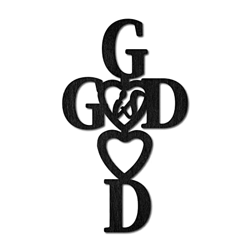 CREATCABIN Wood Cutout God Is Good Sign Laser Cut Wooden Wall Decor Sculpture Hanging Decor Wall Art Decoration for Home Gallery Office Front Porch Door Black 8.6" x 4.7" - color: God is good