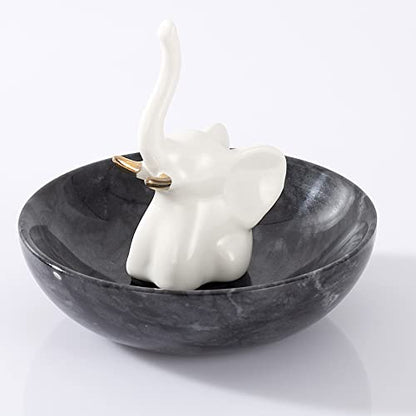 Marble Jewelry Dish - Rings Holder - color: Black
