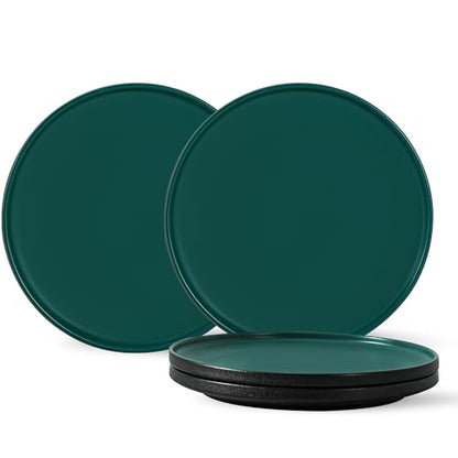 Salads & Desserts Plates, Set of 4, 8-Inch, Matte Green | Matte Glaze Stoneware Plate, Microwave Safe, Dishwasher Safe - color: Green, size: Salad Plates Set (4PCS)