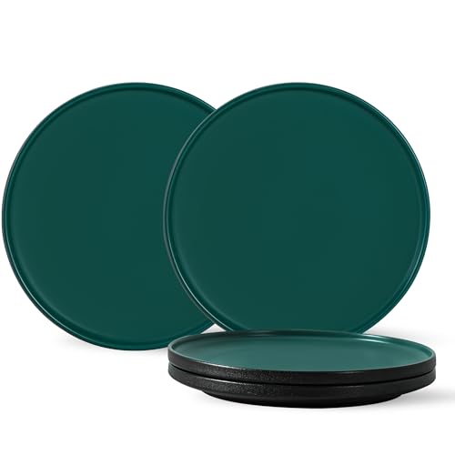 Salads & Desserts Plates, Set of 4, 8-Inch, Matte Green | Matte Glaze Stoneware Plate, Microwave Safe, Dishwasher Safe - color: Green, size: Salad Plates Set (4PCS)