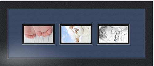 ArtToFrames Collage Photo Frame Double Mat with 3 - 3x5 Openings and Satin Black Frame - color: Midnight Blue, size: 3 - 3x5
