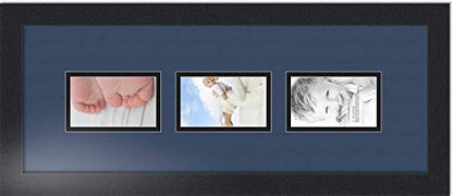 ArtToFrames Collage Photo Frame Double Mat with 3 - 3x5 Openings and Satin Black Frame - color: Midnight Blue, size: 3 - 3x5