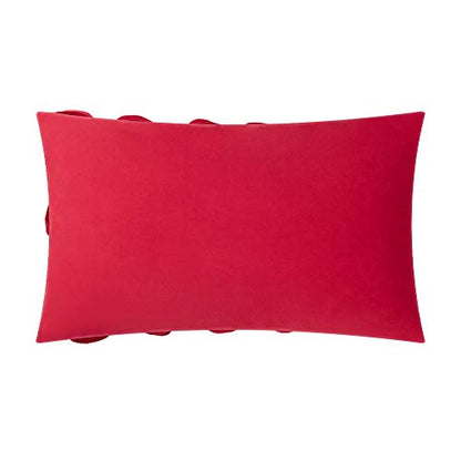 KINGROSE Handmade 3D Flower Throw Pillow Cover Decorative Cushion Cover Soft Pillow Case Sham for Sofa Couch Bed Living Room Home 12 X 20 Inches Velvet Christmas Red | Handmade Floral Pillowcase, Soft Decorative Cushion Cover for Sofa Couch Bed Living Roo