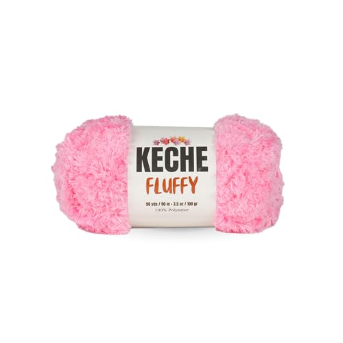 KECHE Fluffy Bulky Yarn – Super Soft Chunky Fuzzy Blanket Weight # 5 Yarn for Knitting Crocheting Crafting 3.5 oz (100 gr) 98 Yds (90 m) - Baby Pink - color: Baby Pink, size: 1 SKEIN