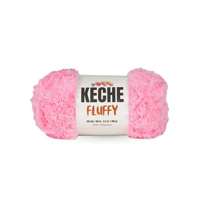 KECHE Fluffy Bulky Yarn – Super Soft Chunky Fuzzy Blanket Weight # 5 Yarn for Knitting Crocheting Crafting 3.5 oz (100 gr) 98 Yds (90 m) - Baby Pink - color: Baby Pink, size: 1 SKEIN