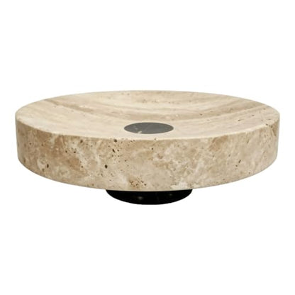 Medium Natural Travertine Marble Footed Tray 7.9" x 7.9" x 2.6", Decorative Vanity Organizer Bowl for Bathroom Countertop Perfume Jewelry Catchall Tray Home Decor - size: 7.87*2.56in