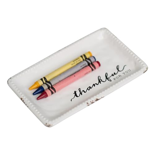 Thankful for You Ceramic Trinket Tray - 6" x 3.5" Hand Painted Dish for Jewelry, Coins & Keys, Express Gratitude with Minimalist Design, Ideal Gift for Showing Appreciation - style: Thankful For You