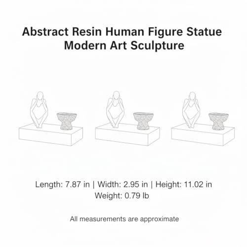 Modern Abstract Resin Human Figure Sculpture, Beige Minimalist Art Statue for Home Office Desk Shelf Decor - size: 7.87 x 2.95 x 11.02 in