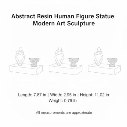 Modern Abstract Resin Human Figure Sculpture, Beige Minimalist Art Statue for Home Office Desk Shelf Decor - size: 7.87 x 2.95 x 11.02 in