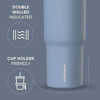 Hydrapeak Nomad 32oz Stainless Steel Insulated Travel Tumbler with Handle & Straw Lid, Leakproof, Cupholder Friendly, Back to School, College Dorm, & Everyday Hydration, Cold 24 Hours (Modern Blue) - color: Modern Blue