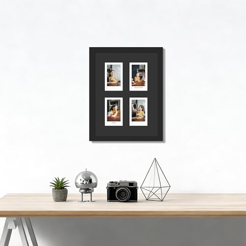DUENPY 7.2x9.5 Polaroid 4 Opening Mini Frame Black | Polished Plexiglass Offers Clear View, Dedicated Frame to Display Your Favorite Instant Polaroid Prints - color: Black, size: 7.2x9.5（2x3 opening）