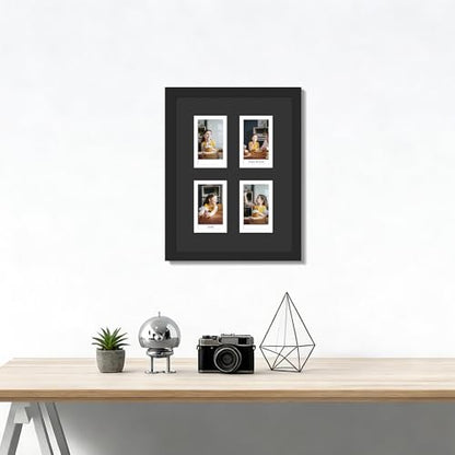 DUENPY 7.2x9.5 Polaroid 4 Opening Mini Frame Black | Polished Plexiglass Offers Clear View, Dedicated Frame to Display Your Favorite Instant Polaroid Prints - color: Black, size: 7.2x9.5（2x3 opening）