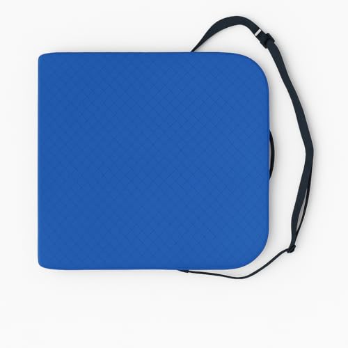 Extra Large Memory Foam Seat Cushion - Wheelchair Cushion Pad, Anti-Slip, Removable Strap, Coccyx Pain Relief, 19” X 17” X 3” (Blue) - color: Blue
