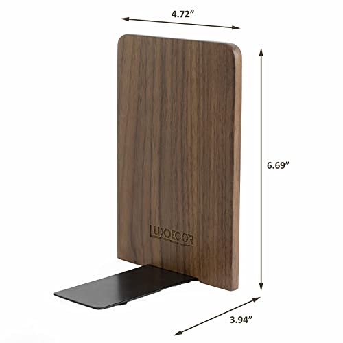 Large Bookend Hold Heavy Books-7x4x5in 3 Pack Non-Skid Wood Bookends Walnut | Heavy-duty wooden bookends Heavy-duty design holds heavy books, Non-skid base keeps books upright on desk/shelf. - color: Walnut-s-3pair