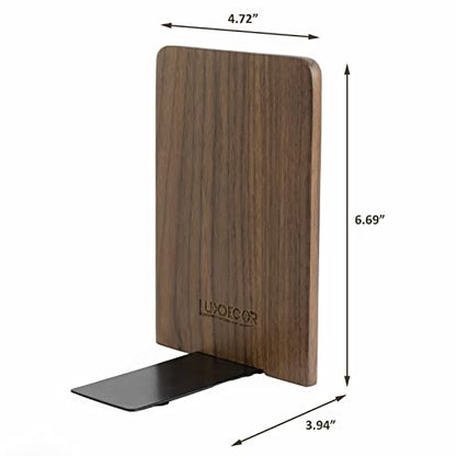 Large Bookend Hold Heavy Books-7x4x5in 3 Pack Non-Skid Wood Bookends Walnut | Heavy-duty wooden bookends Heavy-duty design holds heavy books, Non-skid base keeps books upright on desk/shelf. - color: Walnut-s-3pair