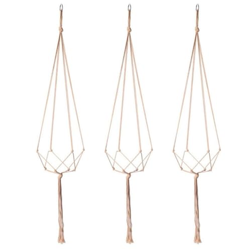 3 Pack Macrame Plant Hanger, Handmade Cotton Rope Plant Hangers Set with Tassel Countyard Indoor Outdoor Flower Pot Plan-t Hanger Home Decor for Indoor Outdoor(Color:Primary)