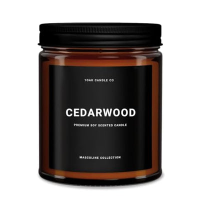 1OAK Cedarwood Candle - Woodsy Candles - Scented Candles for Men - Masculine Decor - Long Burning Candles Premium - Soy Wax (7oz.)
