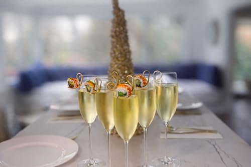 FluteSpoon™ Gold Appetizer Spoon for Champagne, Wine & Cocktails – Rim-Hanging Stainless Steel Serving Spoon – Set of 2