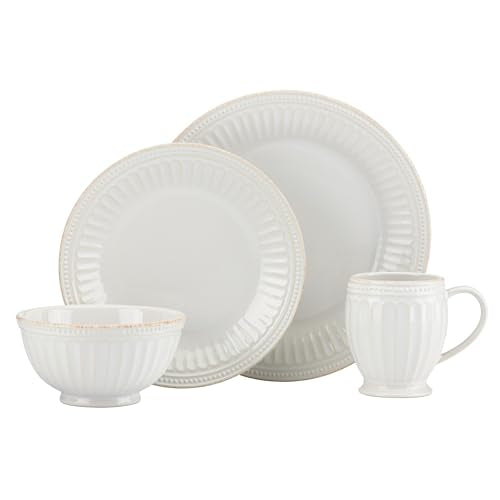 Lenox White French Perle Groove 4Pc Place Setting, 6.95 LB - style: 4-Piece Place Setting
