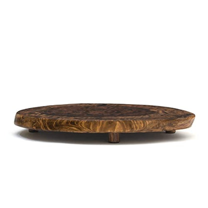 Lipper International 1230 Acacia Burl Finish Serving Board with Feet, Large, 13" to 15" Diameter x 2" - size: Large, 13" to 15" Diameter x 2"