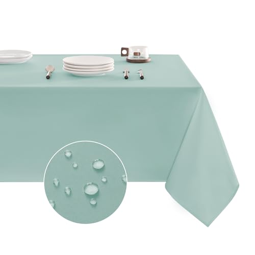 Tablecloth Rectangle Waterproof Spill-Proof Wrinkle-Free Table Cloth Washable, Kitchen Dining Tabletop Decoration, Fabric Table Cover for Indoor and Outdoor Use, 54 x 78 Inch, Turquoise - color: Turquoise, size: 54" x 78" (Rectangular)