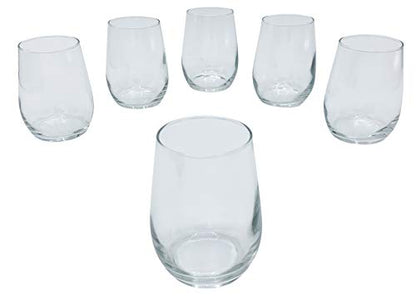 AMZ Empire 6 OZ MINI TESTER Stemless Wine Drinking Glasses/Set of 6/Small size glasses/Glassware Cocktail Bar Party