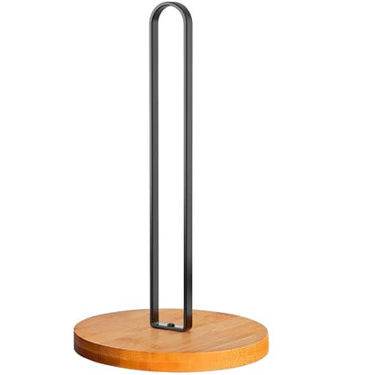 TONLEA Wooden Paper Towel Holder Countertop, Kitchen-Towel-Holder FreeStanding with Non-Slip Base for Bathroom - color: Black
