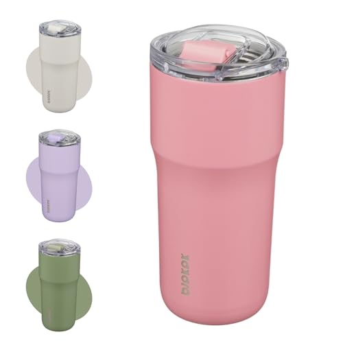 BJPKPK 20oz Spill Proof Coffee Tumbler, Insulated Stainless Steel Cup | Double Wall Vacuum, Leakproof Lid, Keeps Hot/Cold/Iced, BPA Free, Dishwasher Safe, Cupholder, Travel, Pink - color: Pink