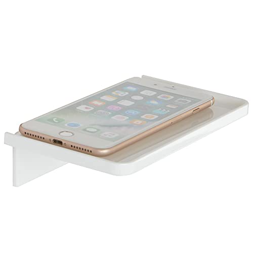 Stick-on Wall Shelf - Small Wall Mounted Clear Acrylic Wonder Shelf Phone Holder Shelves Wipes Rack for Bathroom,Kitchen,Toilet,Office - White - color: White